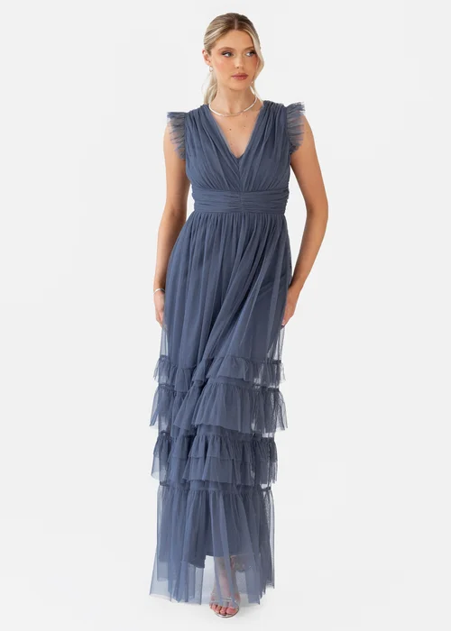 Anaya With Love Vintage Indigo Flutter Sleeve Ruffle Maxi Dress - 12 Image 1