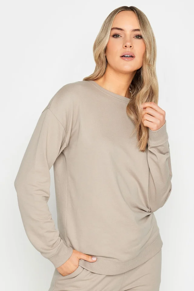 Long Tall Sally Stone Brown Crew Neck Sweatshirt