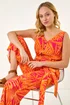 Dusk Orange Palm Print Belted Jumpsuit - Size 16 Clothing Image 2
