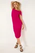 Dusk Pink Ruched Mesh Stretch Dress - Size 16 Clothing Image 2