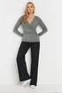 Long Tall Sally Grey Long Sleeve Wrap Top - Size 16 Clothing Image 2