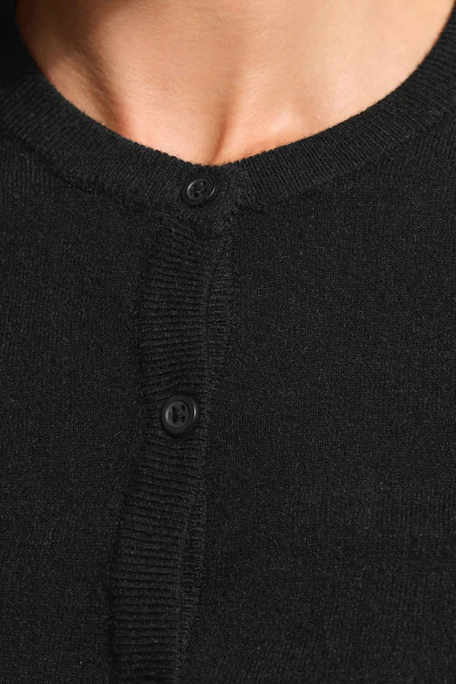 Long Tall Sally Black Crew Neck Button Cardigan - Size 18-20 Image 4