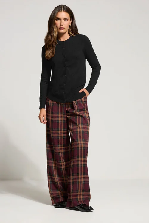 Long Tall Sally Black Crew Neck Button Cardigan - Size 18-20 Image 2