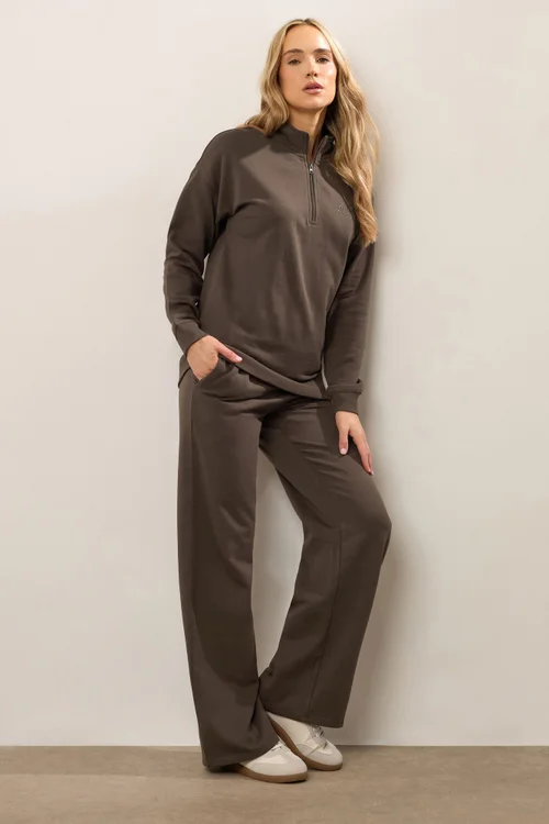 Long Tall Sally Chocolate Brown Wide Leg Joggers - Size 22-24, Leg 36 Image 2