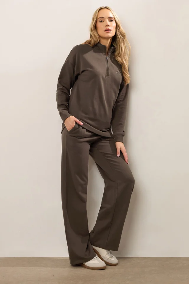 Long Tall Sally Chocolate Brown Wide Leg Joggers