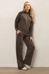 Long Tall Sally Chocolate Brown Wide Leg Joggers - Size 22-24, Leg 36 Image 2