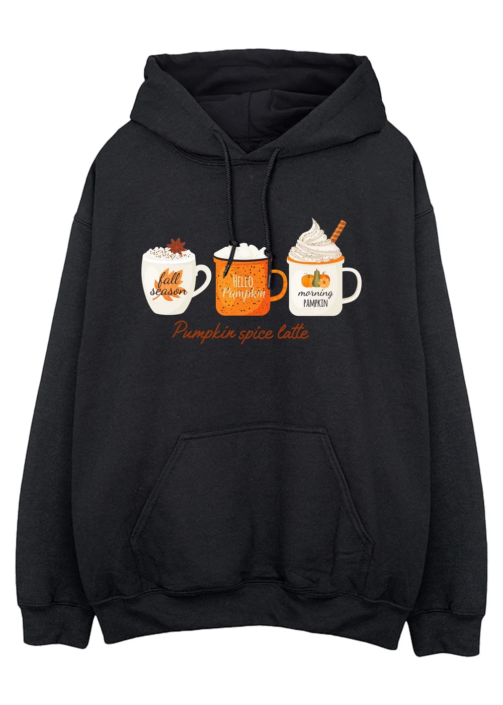 Spiral Galaxy Pumpkin Spice Latte Black Graphic Hoodie - 4XL Image 1