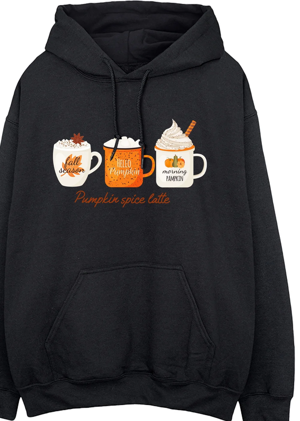 Spiral Galaxy Pumpkin Spice Latte Black Graphic Hoodie - 4XL Image 2