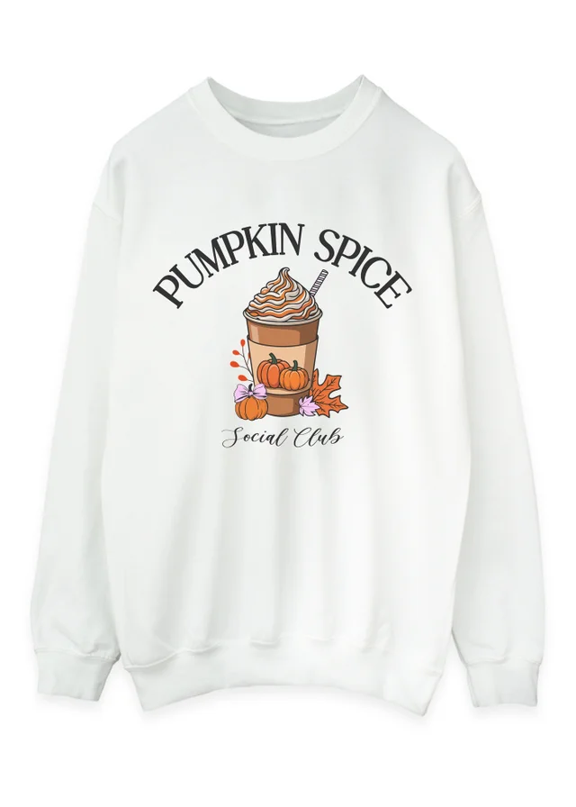 Spiral Galaxy Brands In Pumpkin Spice Social Club White Graphic Sweatshirt