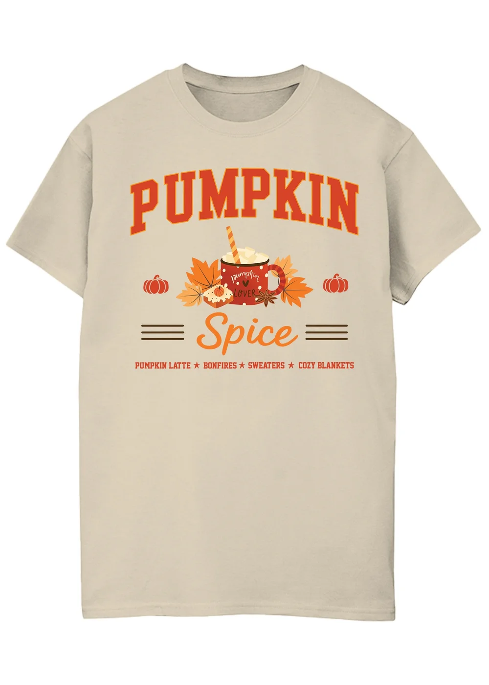 Spiral Galaxy Brands In Pumpkin Spice Collegial Sand Graphic Boyfriend Fit T-Shirt - 4XL Image 1