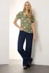 Long Tall Sally Sage Green Floral Tie Front Top - Size 8 Image 2