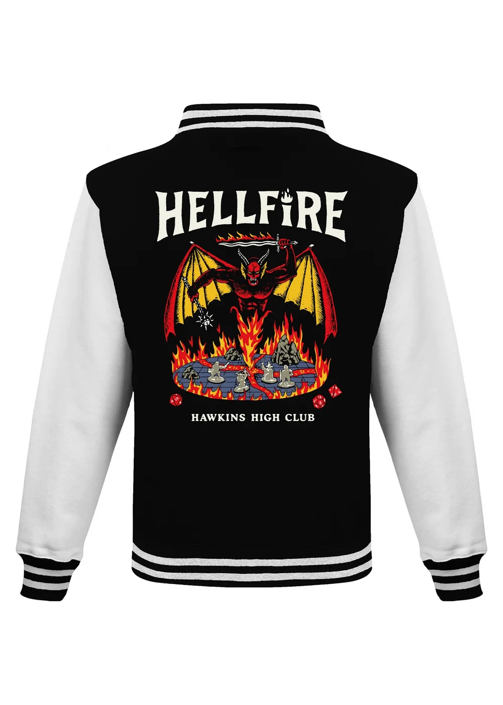 Spiral Galaxy Netflix Stranger Things Hellfire Club Black Graphic Varsity Jacket - L Image 2