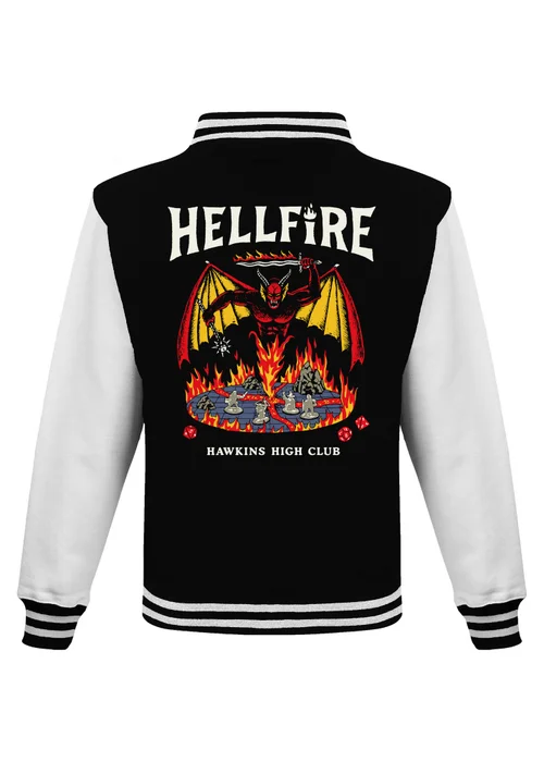 Spiral Galaxy Netflix Stranger Things Hellfire Club Black Graphic Varsity Jacket - L Image 2