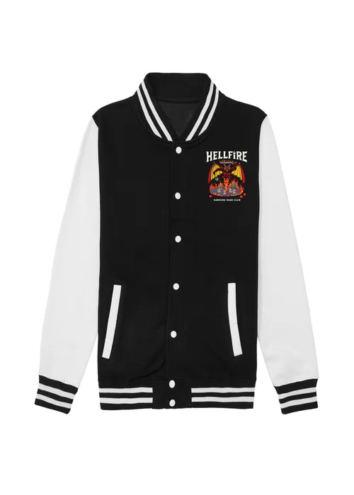 Spiral Galaxy Netflix Stranger Things Hellfire Club Black Graphic Varsity Jacket - L Image 1