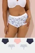 Yours 5 Pack Curve Navy Blue Floral Print Full Briefs - 30-32 Image 1