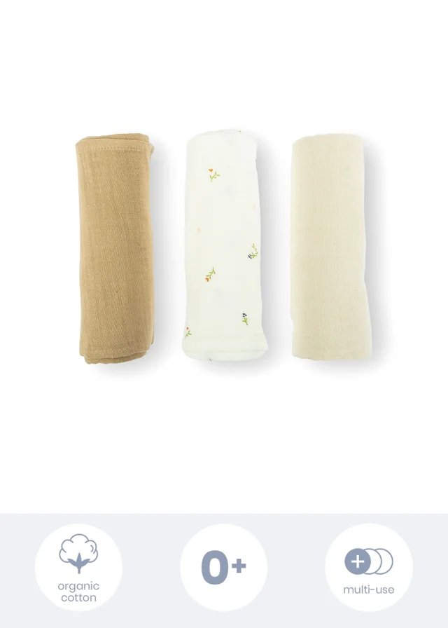 Babymoov Doomoo Cream Lovely Muslin Cloths set of 3
