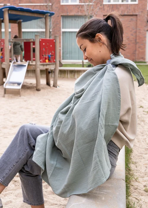 Babymoov Doomoo Green Muslin Breastfeeding Cover Mom n Play - One Size Image 1