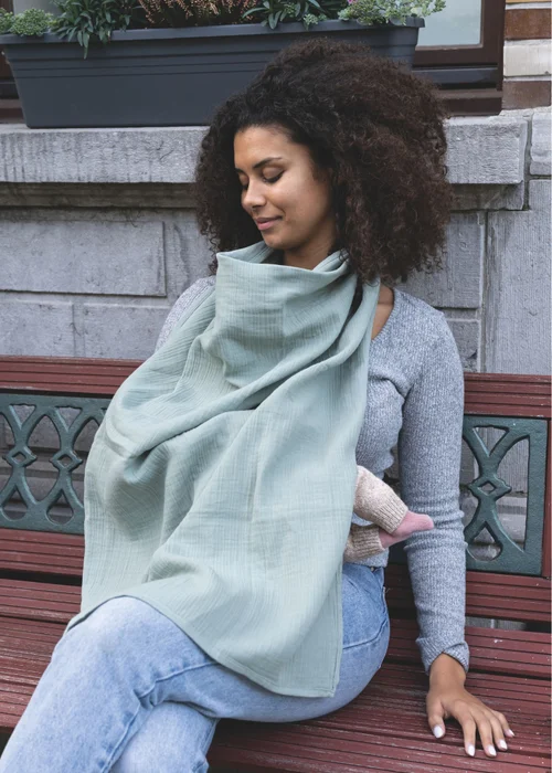 Babymoov Doomoo Green Muslin Breastfeeding Cover Mom n Play - One Size Image 3