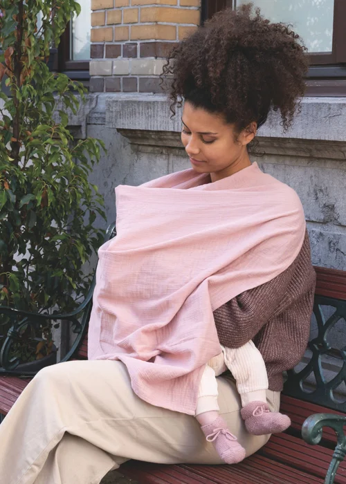 Babymoov Doomoo Pink Mom n Play Muslin Breastfeeding Cover - One Size Image 1