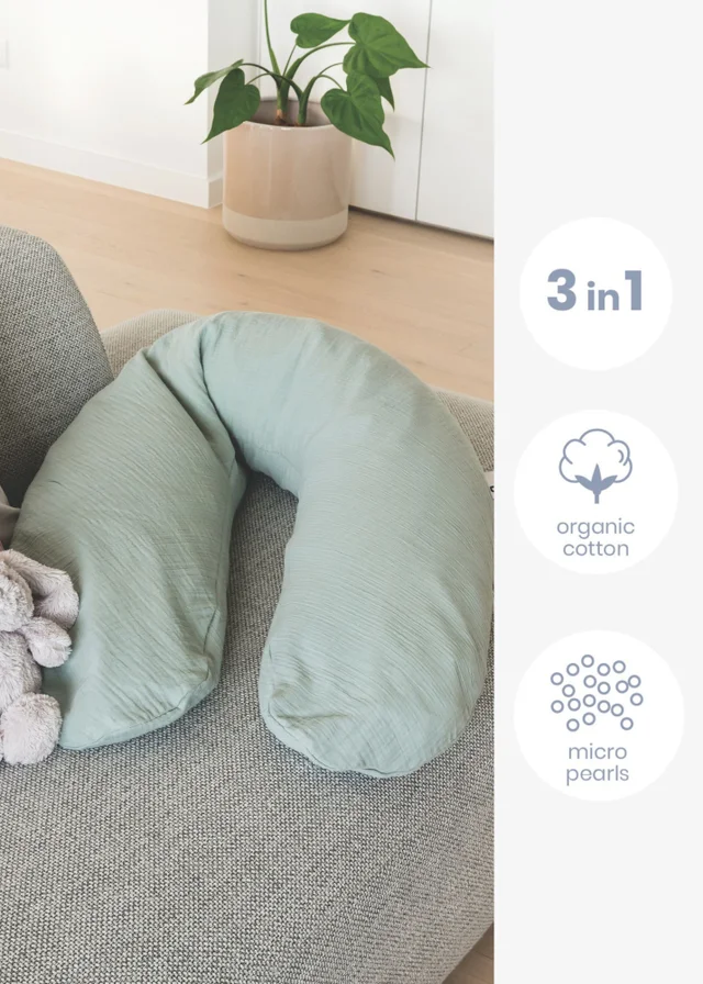 Babymoov Doomoo Green Muslin Maternity Pillow Comfy Big
