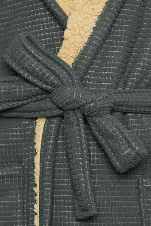 BadRhino Dark Grey Waffle Borg Lined Dressing Gown - 4XL Image 3