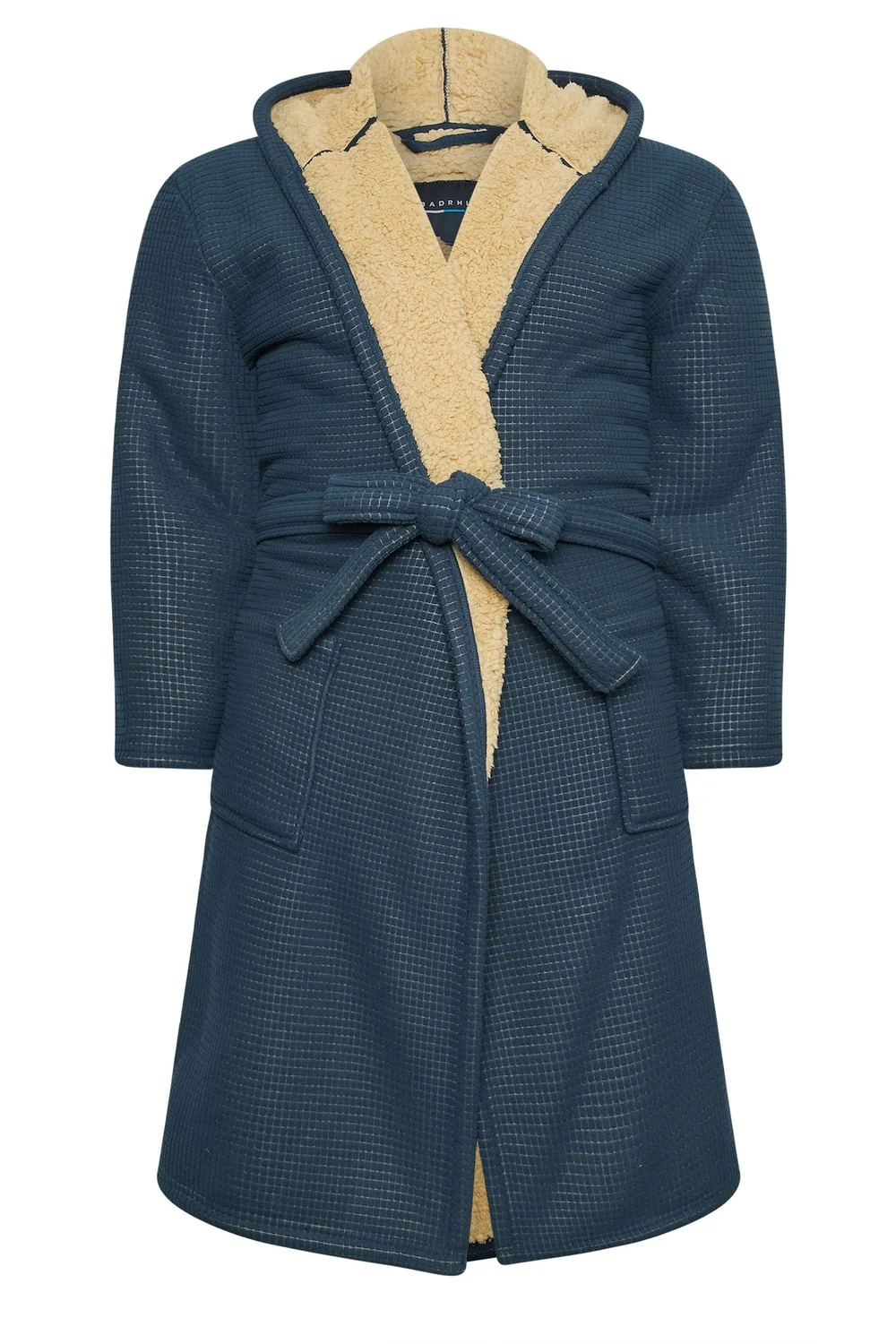 BadRhino Navy Blue Waffle Borg Lined Dressing Gown - 4XL Image 5