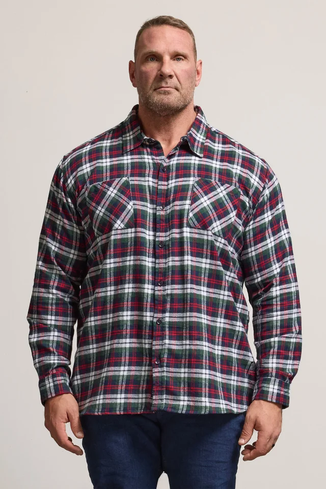 BadRhino Blue Check Print Long Sleeve Flannel Shirt