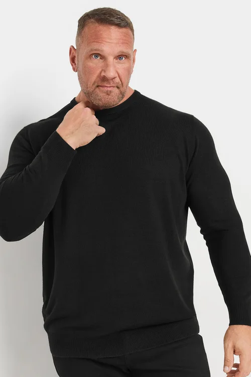 BadRhino Black Crew Neck Knitted Jumper - 3XL Image 1
