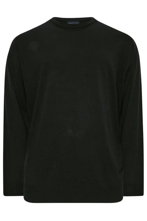 BadRhino Black Crew Neck Knitted Jumper - 3XL Image 3