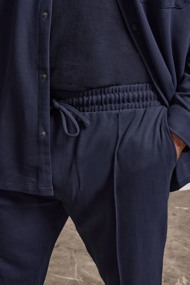 BadRhino Navy Blue Textured Jersey Joggers