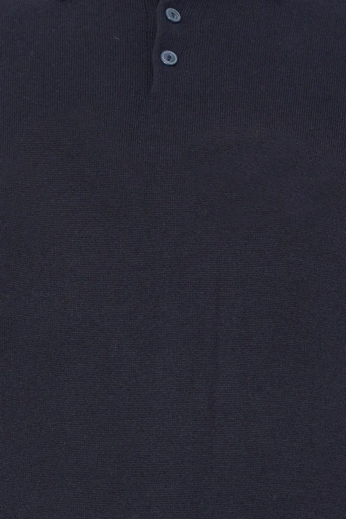 BadRhino Navy Blue Knitted Long Sleeve Polo Shirt - 5/6 XL Image 2