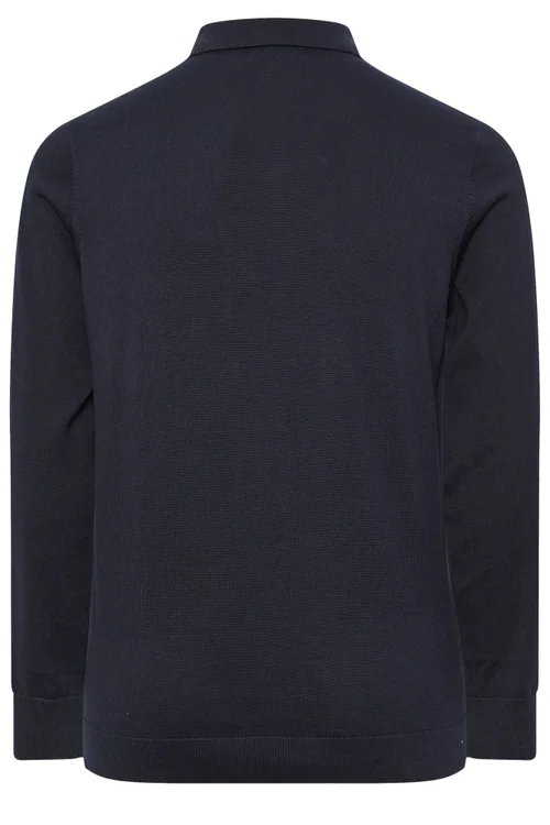 BadRhino Navy Blue Knitted Long Sleeve Polo Shirt - 5/6 XL Image 4