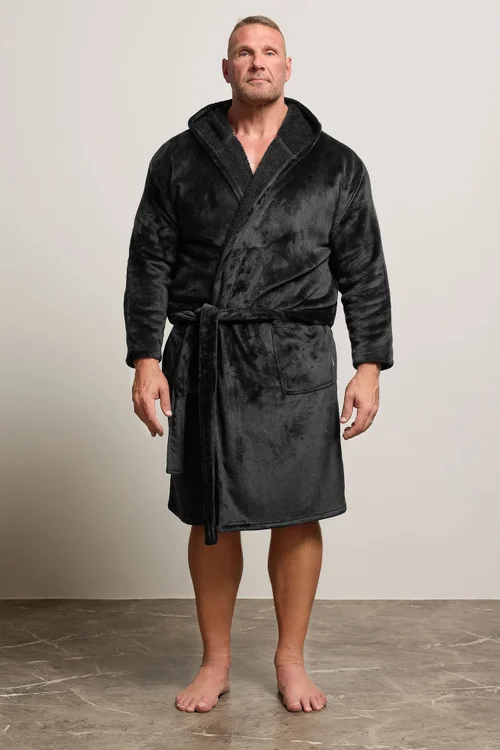 BadRhino Black Soft Fleece Dressing Gown - 4XL Image 1