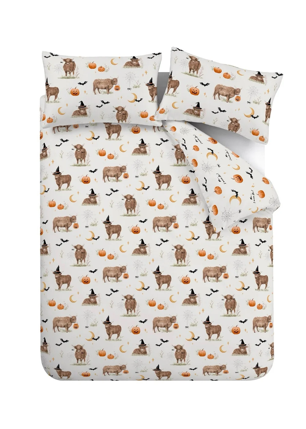 Catherine Lansfield Natural Halloween Highland Cow Reversible Duvet Cover Set - Single Image 5