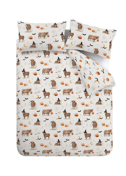 Catherine Lansfield Natural Halloween Highland Cow Reversible Duvet Cover Set - Single Image 5
