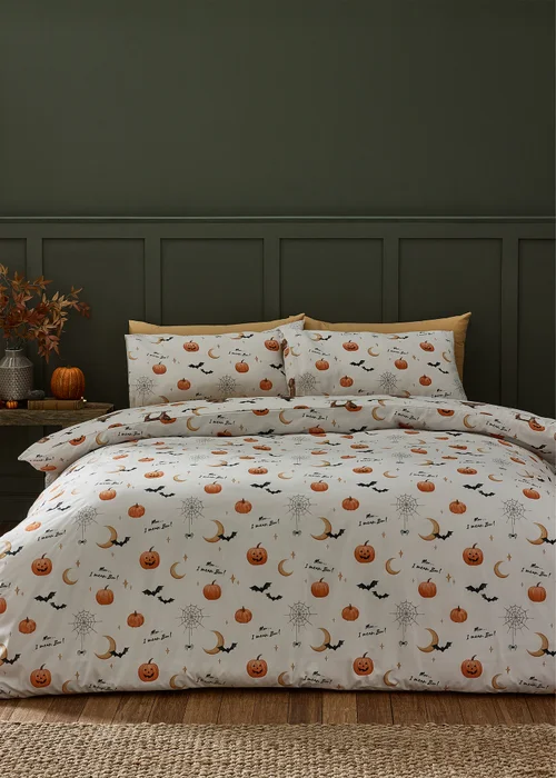 Catherine Lansfield Natural Halloween Highland Cow Reversible Duvet Cover Set - Single Image 2