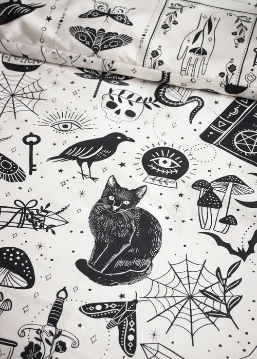 Catherine Lansfield Black Enchanted Witchcraft Reversible Duvet Cover Set - Single Image 4