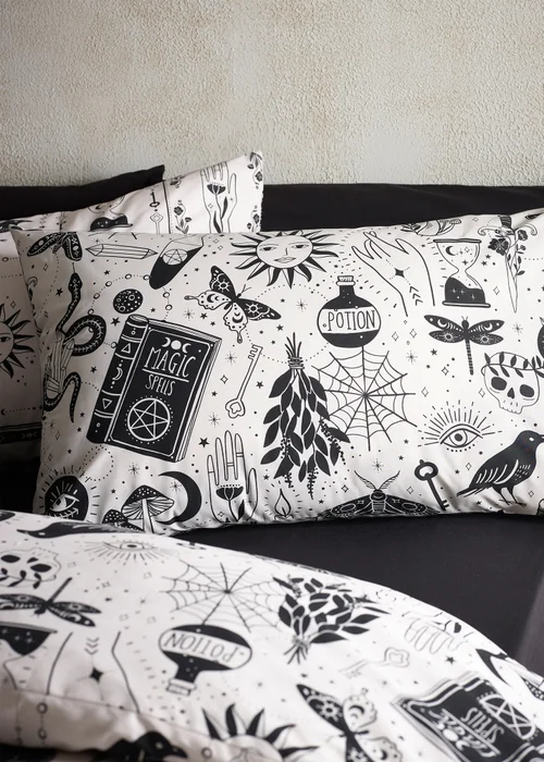 Catherine Lansfield Black Enchanted Witchcraft Reversible Duvet Cover Set - Single Image 3