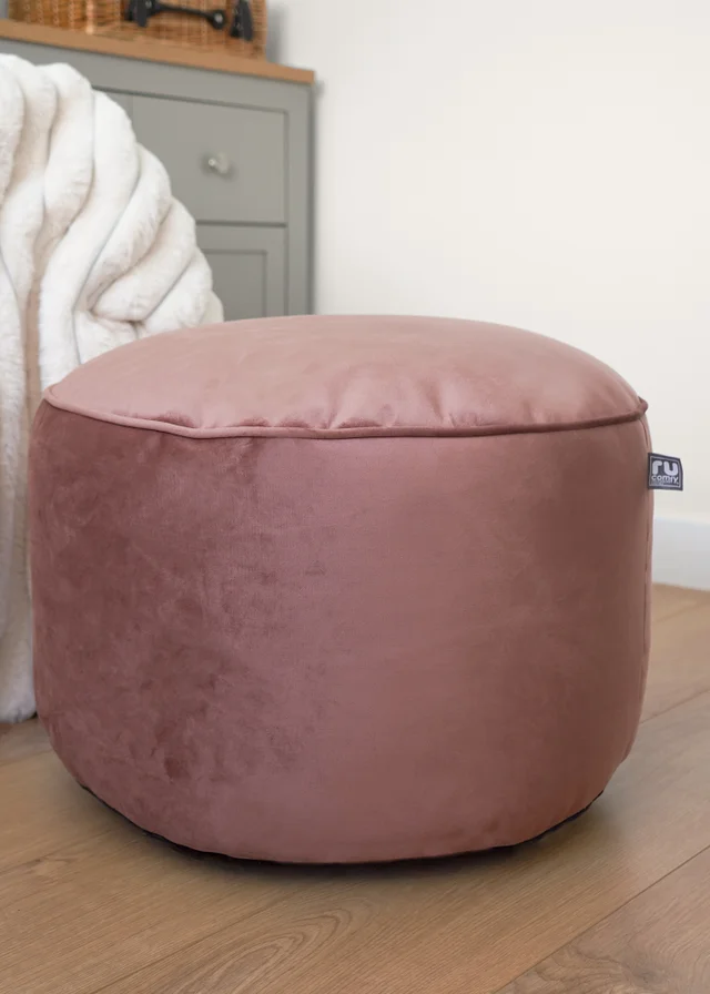 rucomfy Velvet Pouffe Blush Pink Beanbag