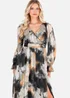 Lovedrobe Faux Wrap Black/Off White Long Sleeve Tie Back Midaxi Dress - 26 Image 3