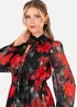 Lovedrobe Floral Tie Neck Long Sleeve & Shirred Waist Maxi Dress - 20 Image 3