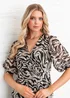 Lovedrobe Animal Print Faux Black/Off White Wrap Puff Sleeve Midaxi Dress - 26 Image 6