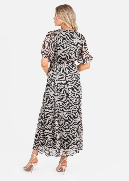 Lovedrobe Animal Print Faux Black/Off White Wrap Puff Sleeve Midaxi Dress - 26 Image 2