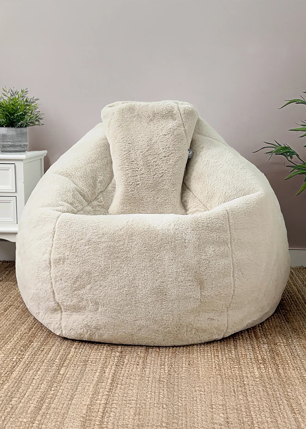 rucomfy Faux Fur Hygge Linen Beanbag - One Size Image 1