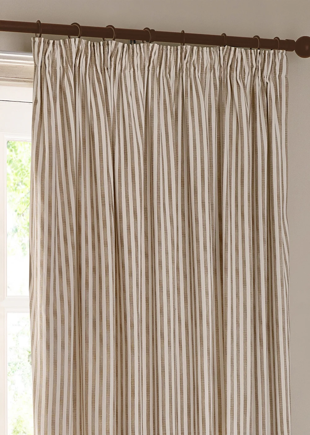 Yard Hebden Stripe Cotton Pencil Pleat Curtains Natural - 46W X 54D (117x137cm Image 4
