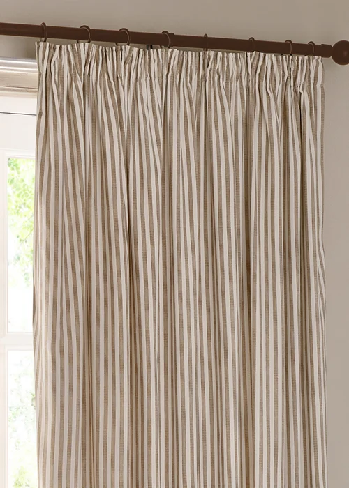 Yard Hebden Stripe Cotton Pencil Pleat Curtains Natural - 46W X 54D (117x137cm Image 4