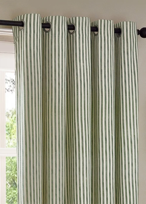 Yard Hebden Stripe Cotton Eylet Curtains Forest - 46W X 54D (117x137cm Image 4