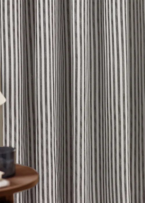 Yard Hebden Stripe Cotton Eylet Curtains Grey - 90W X 54D Image 3