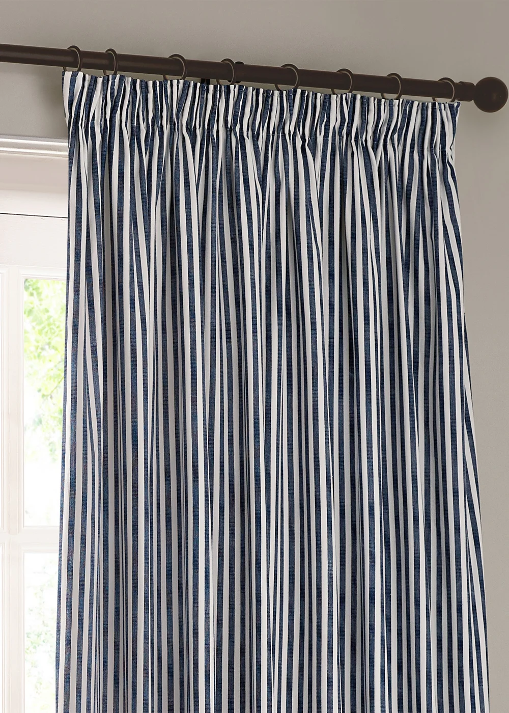 Yard Hebden Stripe Cotton Eylet Curtains Navy - 46W X 54D (117x137cm Image 4