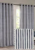 Yard Hebden Stripe Cotton Eylet Curtains Navy - 46W X 54D (117x137cm Image 1